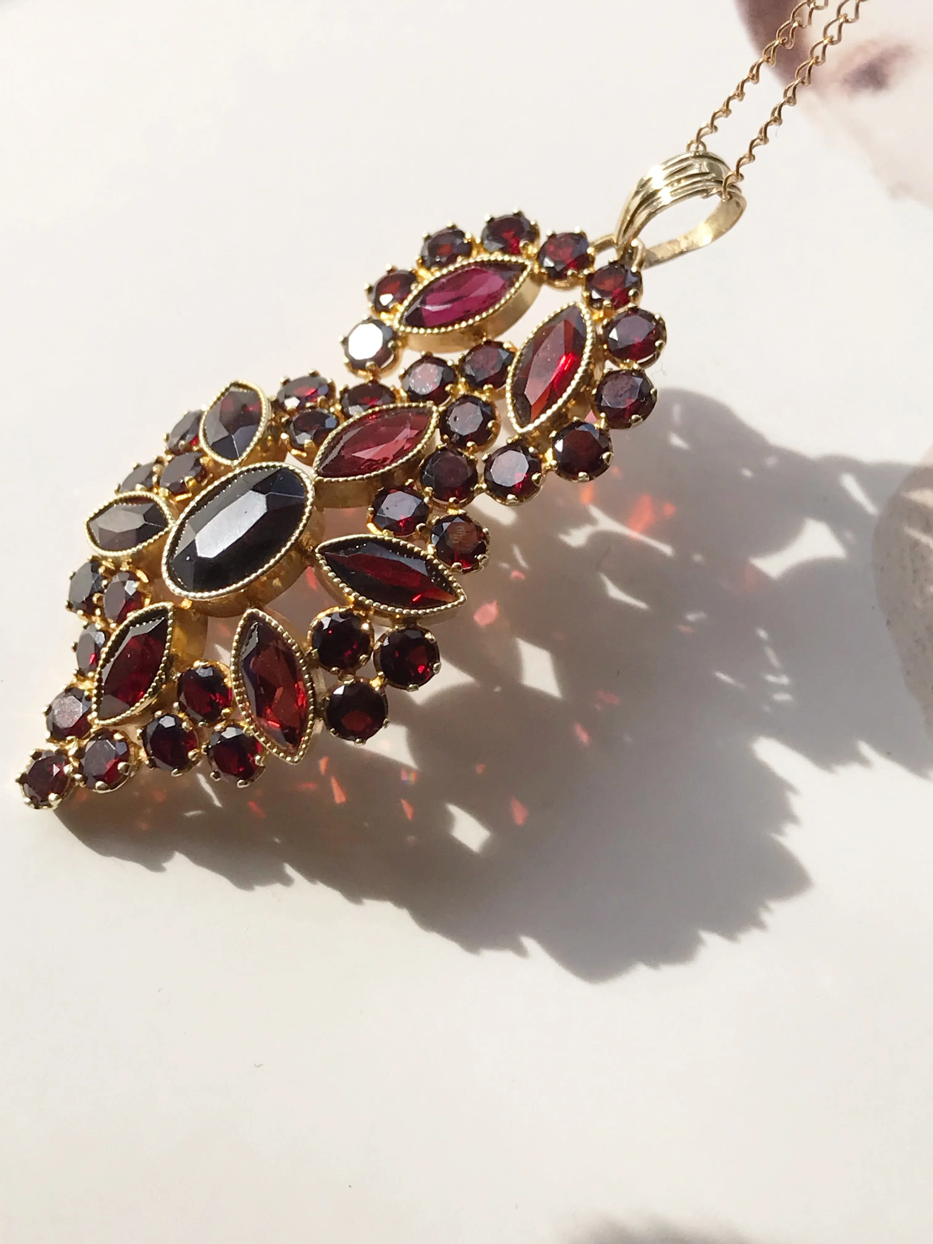 Vintage Garnet Lavalier Necklace