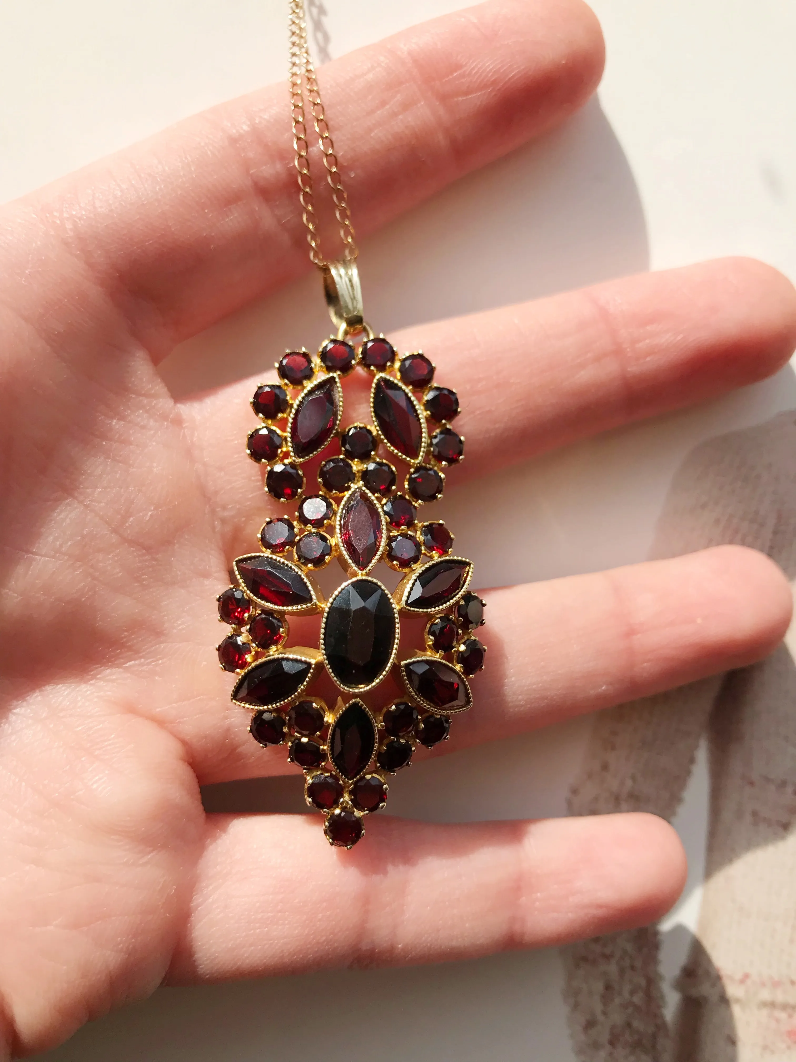 Vintage Garnet Lavalier Necklace