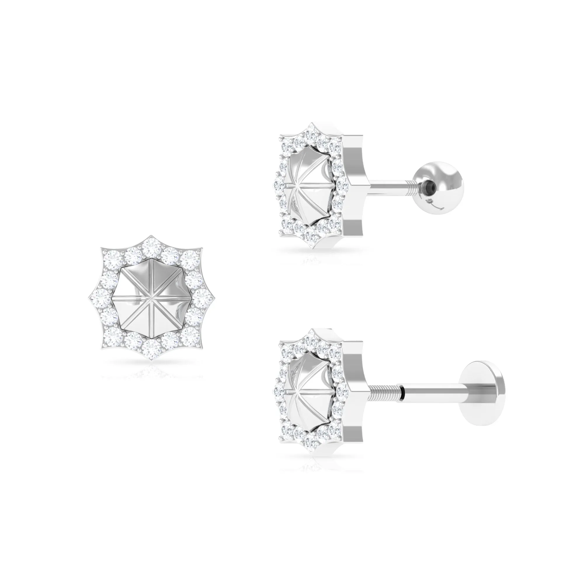 Vintage Inspired Moissanite Cartilage Earring in Gold