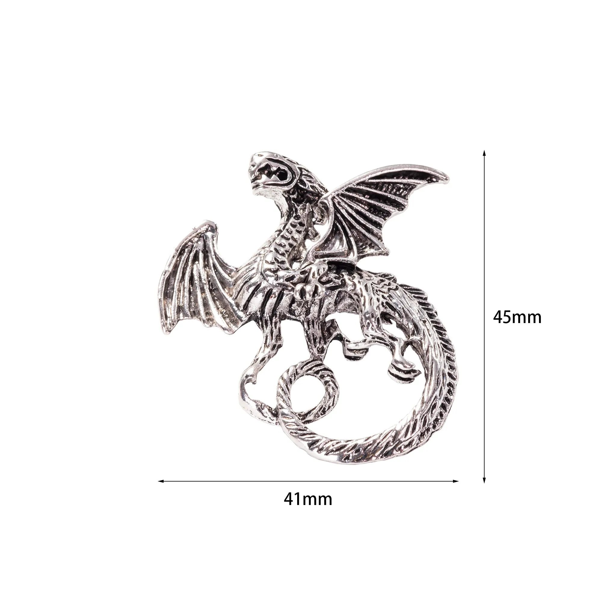 Vintage Metallic Sky Dragon Brooch Pin Jewelry and Pendant Necklace with Steel chain