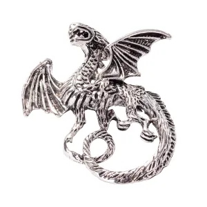 Vintage Metallic Sky Dragon Brooch Pin Jewelry and Pendant Necklace with Steel chain