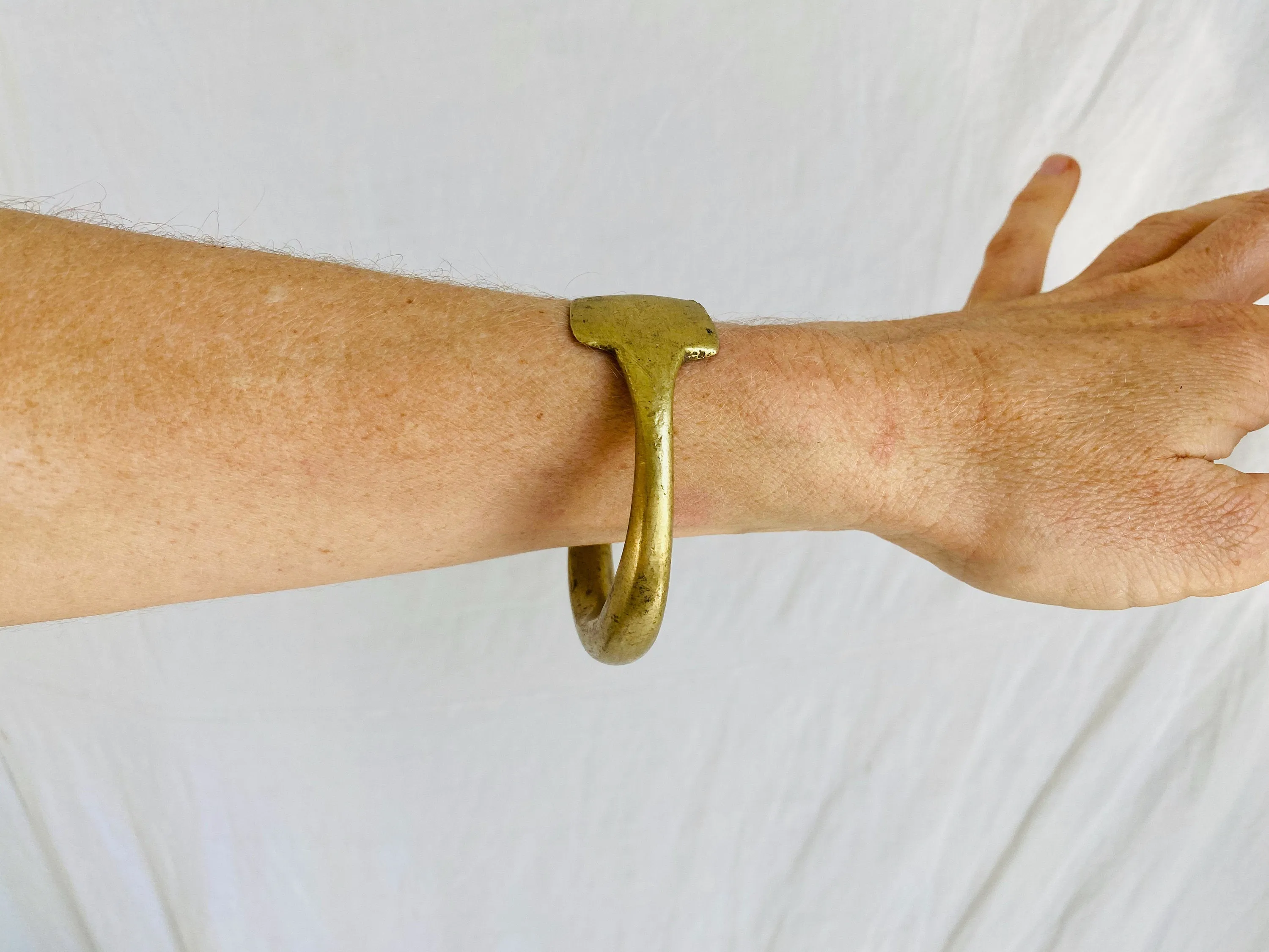 Vintage Pair of Tribal Bangles. Brass Kuchi.