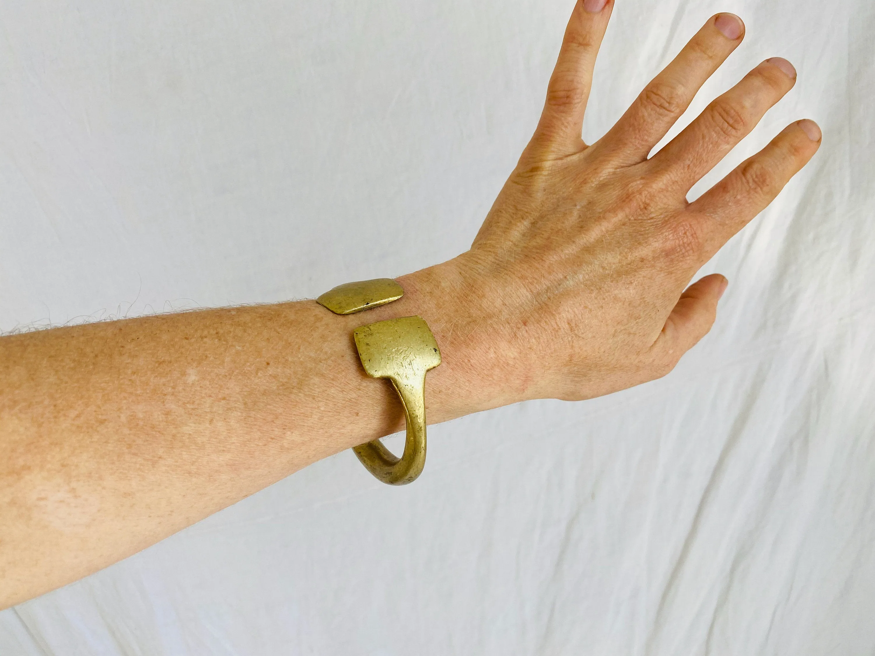 Vintage Pair of Tribal Bangles. Brass Kuchi.