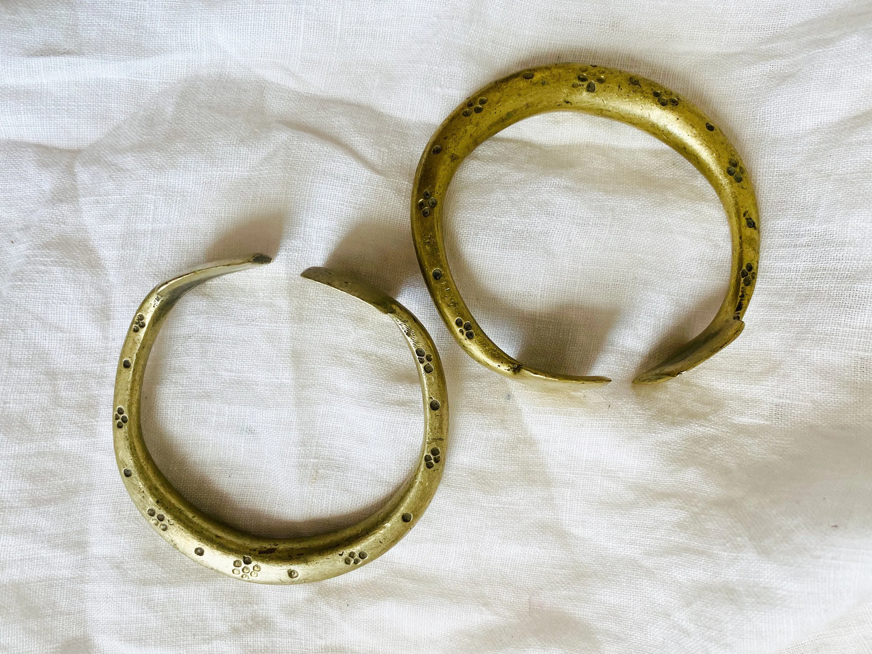 Vintage Pair of Tribal Bangles. Brass Kuchi.