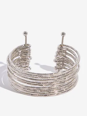 Westside Accessories Silver Multiline Open Cuff Bracelet