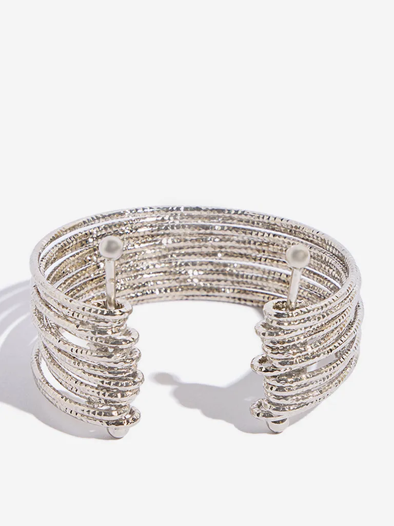 Westside Accessories Silver Multiline Open Cuff Bracelet