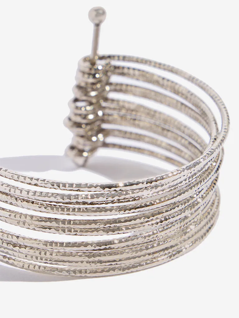 Westside Accessories Silver Multiline Open Cuff Bracelet