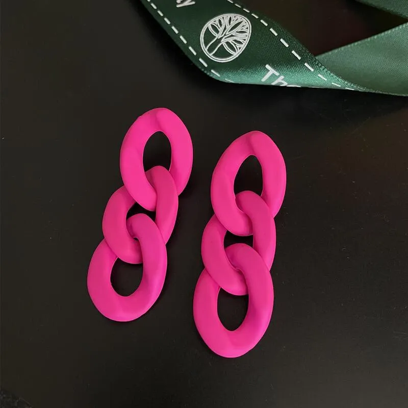 Wholesale Colorful Circle Chain Acrylic Earrings