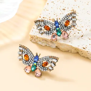 Wholesale Colorful Diamond Butterfly Earrings