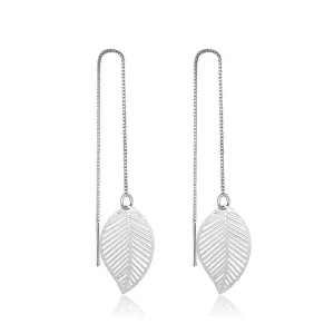 Women’s 925 Sterling Silver Leaves Drop Earrings with Tassels Pendant, Unique Jewelry Gift