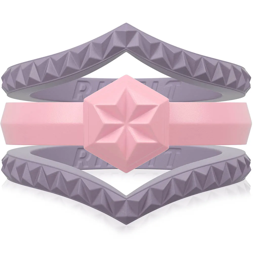 Women's Couture Silicone Rings. Stylish Design - 3 Rings Set