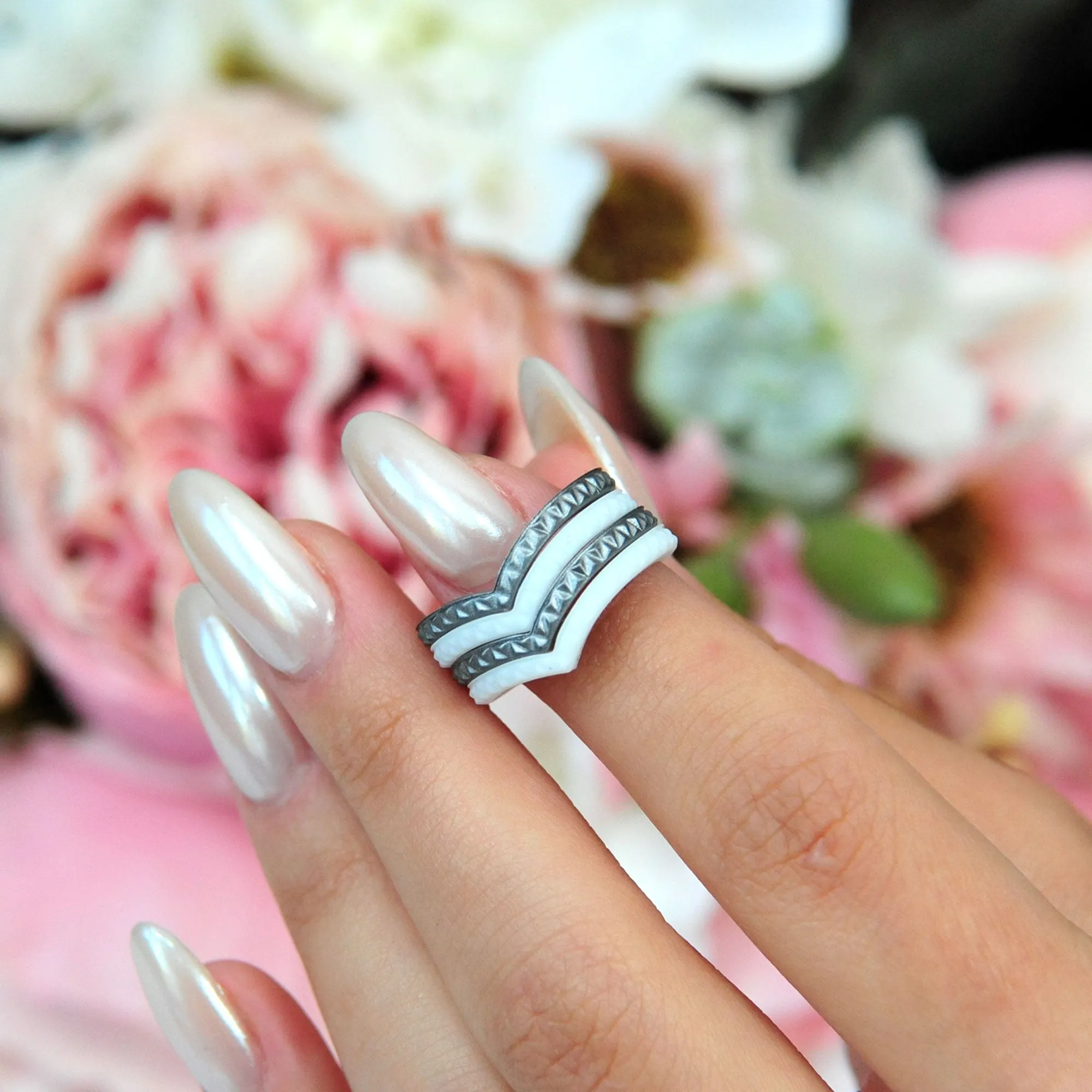 Women's Couture Silicone Rings. Stylish Design - 3 Rings Set