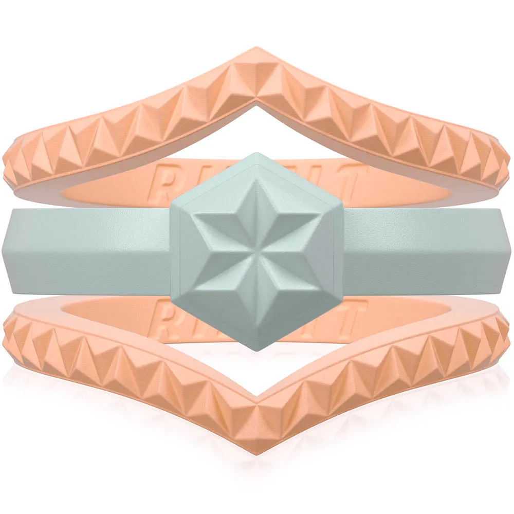 Women's Couture Silicone Rings. Stylish Design - 3 Rings Set