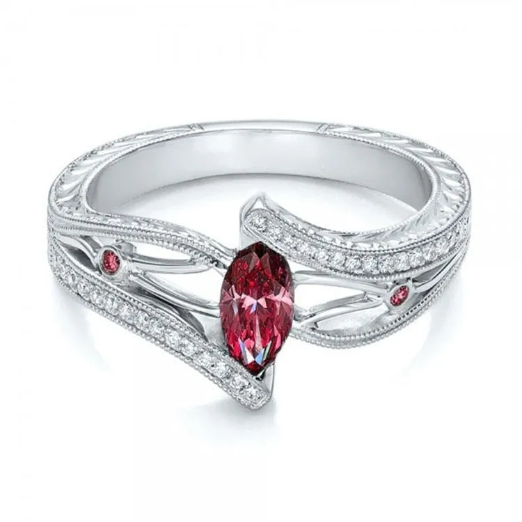 Women’s Wedding Bands with Aquamarine / Red / Green Zircon Stone Arrangement