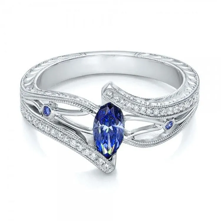Women’s Wedding Bands with Aquamarine / Red / Green Zircon Stone Arrangement