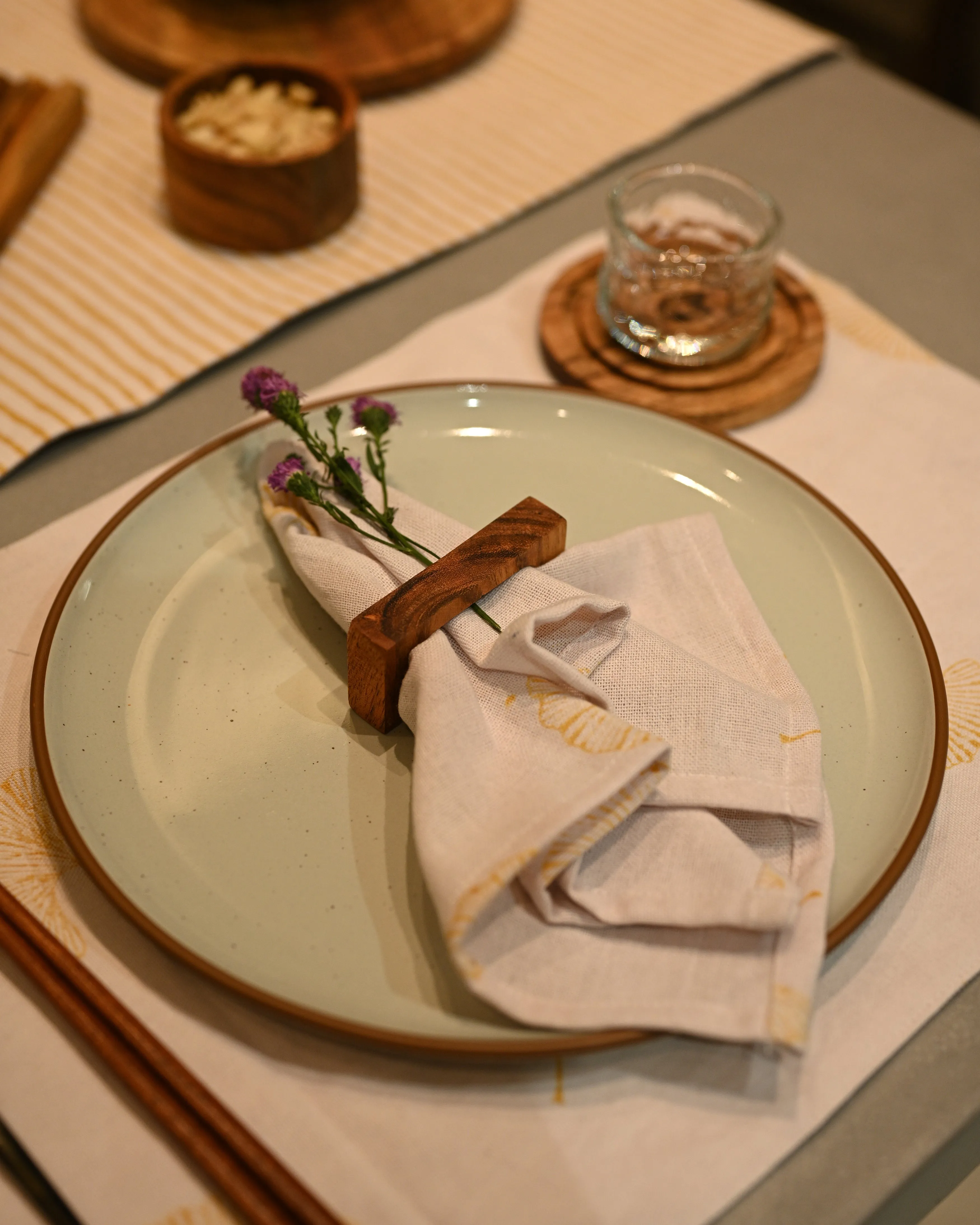 Wooden Rectangular Napkin Rings - Set of 2