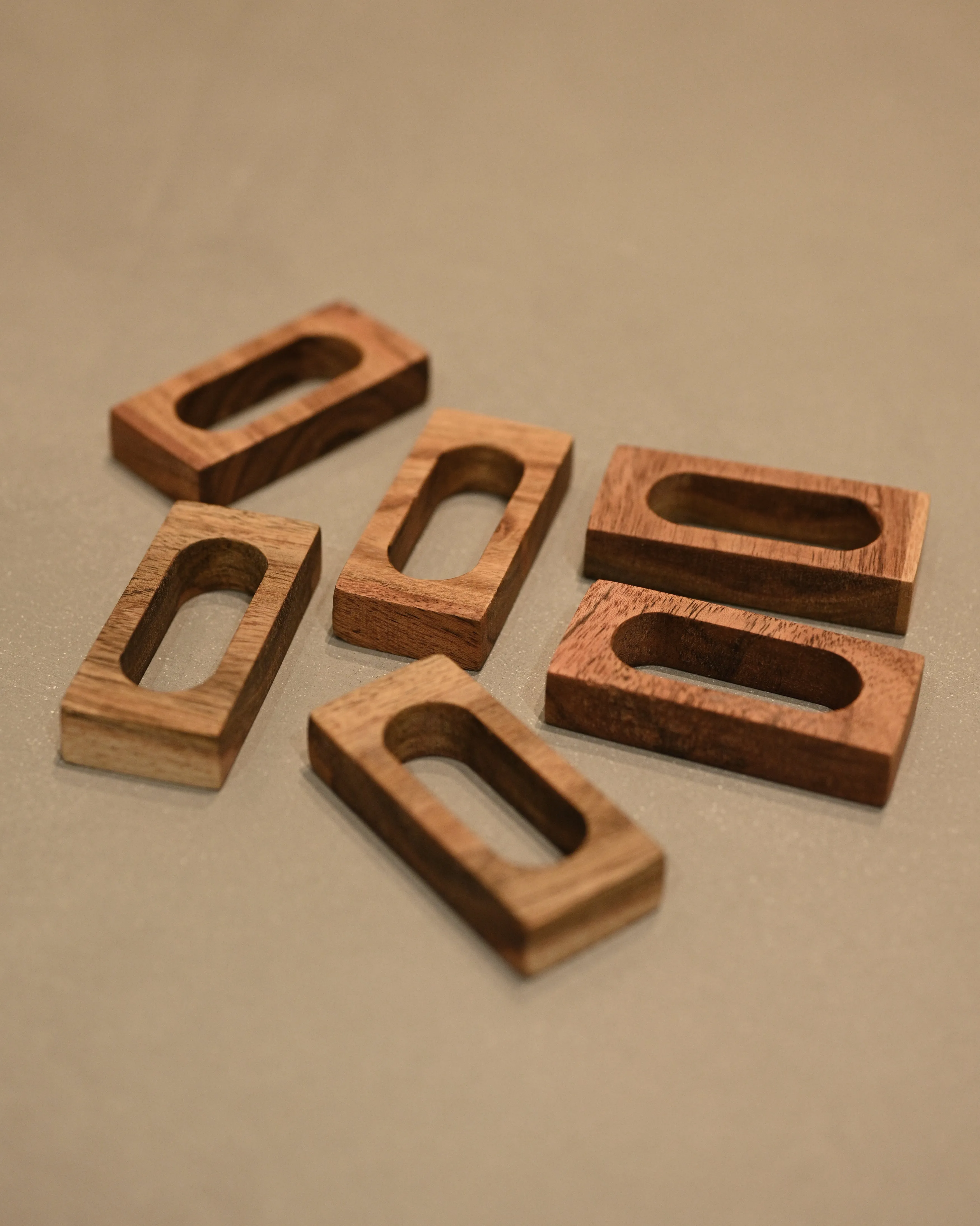 Wooden Rectangular Napkin Rings - Set of 2