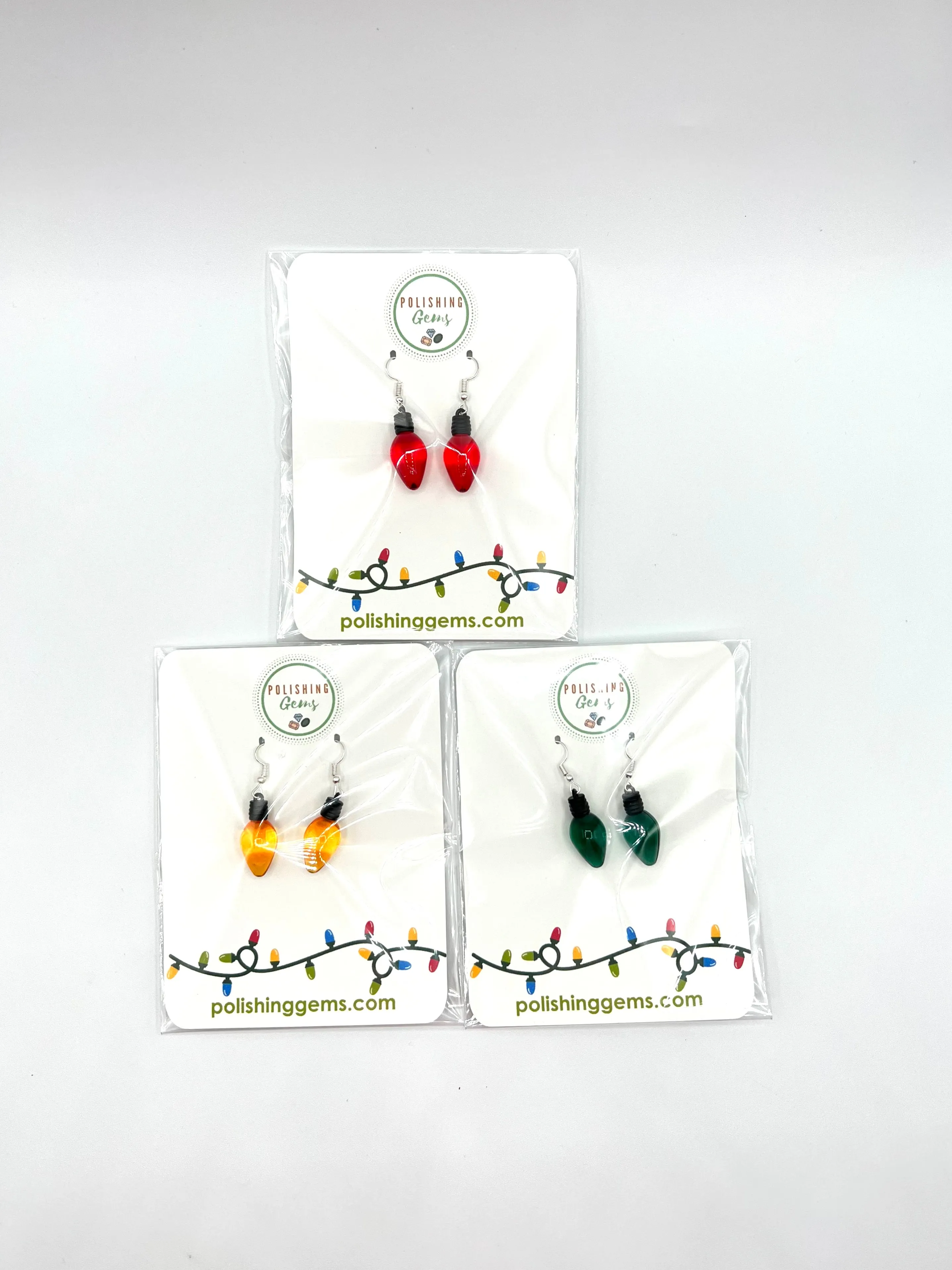 Yellow/Orange Lightbulb Earrings (Holiday/Christmas Inspired)